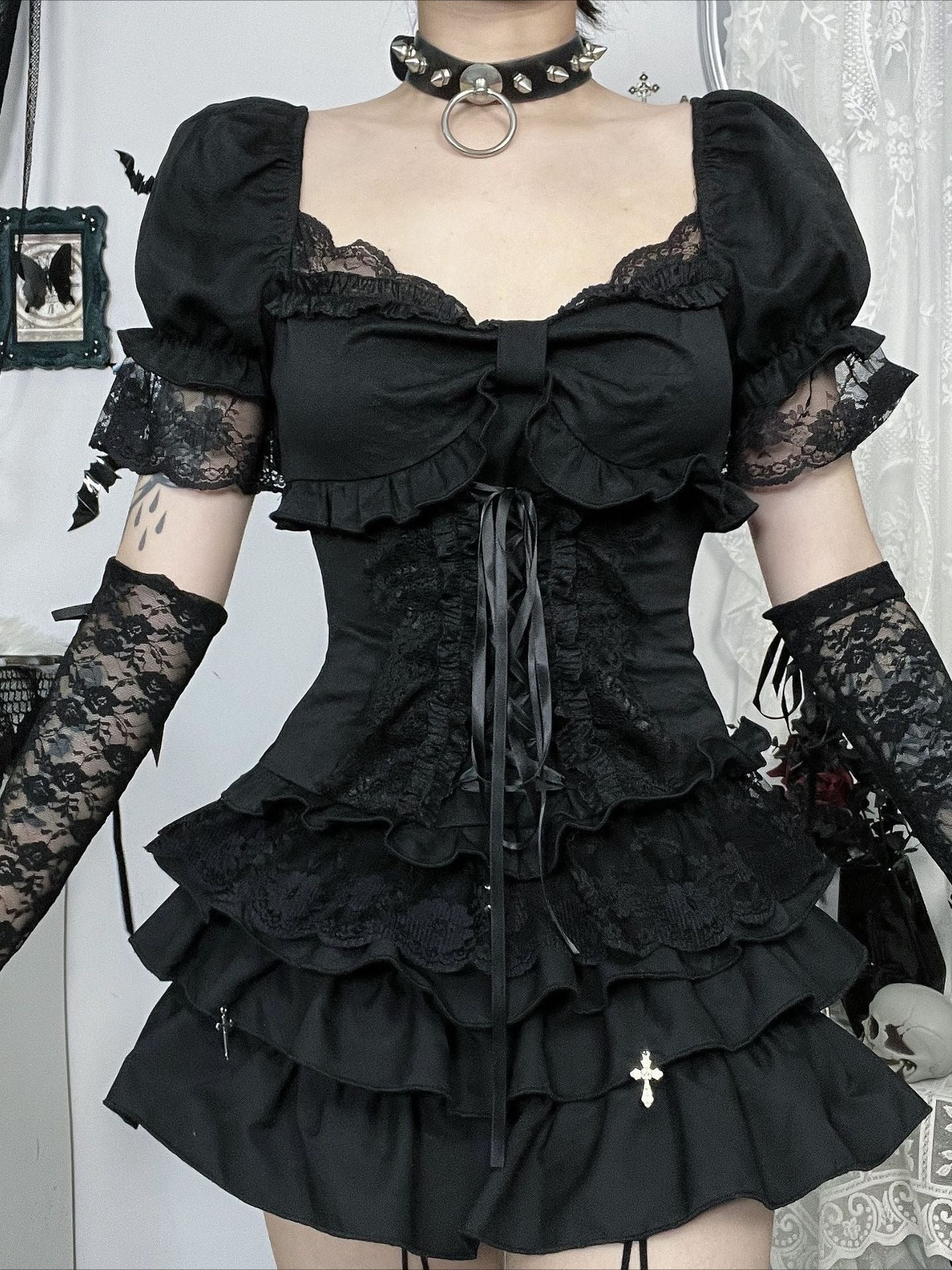 Gothic Subculture Lace-Up T-Shirt
