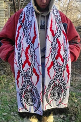 Y2K Goth Luminous Knitted Black Tassel Anime Shackles Scarf