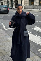 Vintage Striped Long Trench Coat