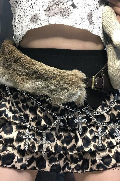 Y2K Faux Fur Distressed Chic Belt Secondary image