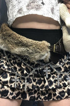 Y2K Faux Fur Distressed Chic Belt