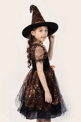 Orange Witch Dress Kid Halloween Costume
