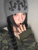 Versatile Punk Dark Solid Knit Hat
