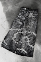 Harajuku Gothic Centipede Embroidery Pants