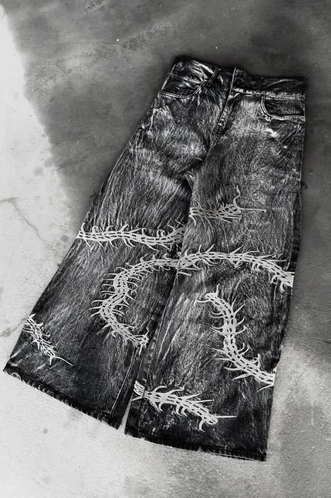 Harajuku Gothic Centipede Embroidery Pants