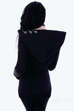 Black Punk Metal Ring Hoodie