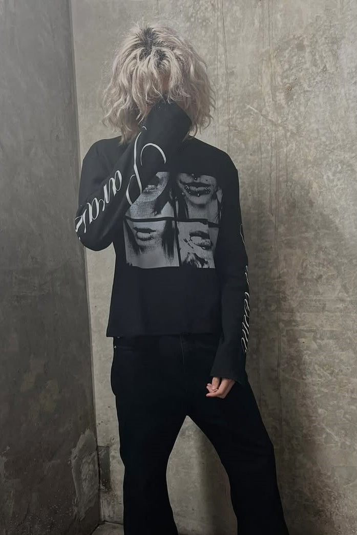 Gothic Punk 3D Print Long Sleeve Knit Top Secondary image