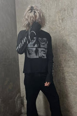 Gothic Punk 3D Print Long Sleeve Knit Top