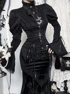 Vintage Dark Aesthetic Fitted Blouse
