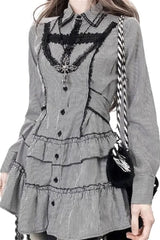 Dark Gothic Striped Slim Mini Dress