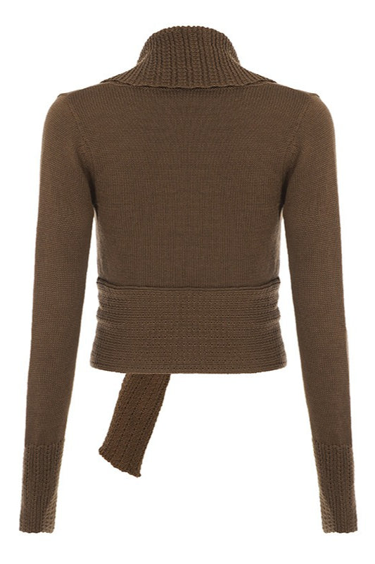 Ring Buckle Shawl Collar Cardigans
