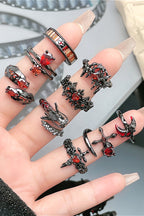 Dark Gothic Red Gem Ring