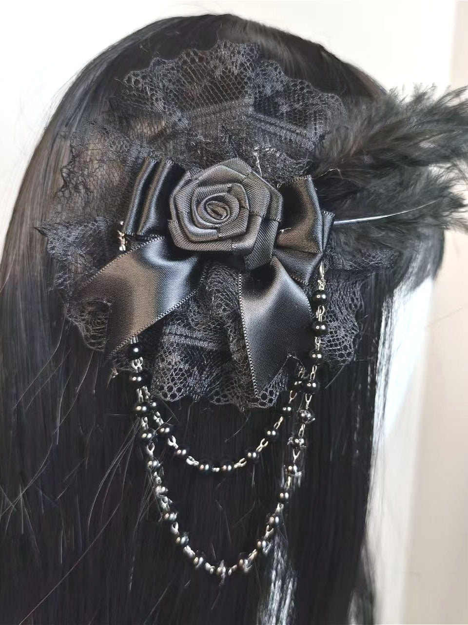 Gothic Lolita Lace Feather Hair Accs