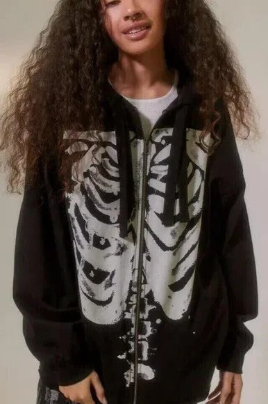 Ribcage Graphic Black Zip Hoodie Main image