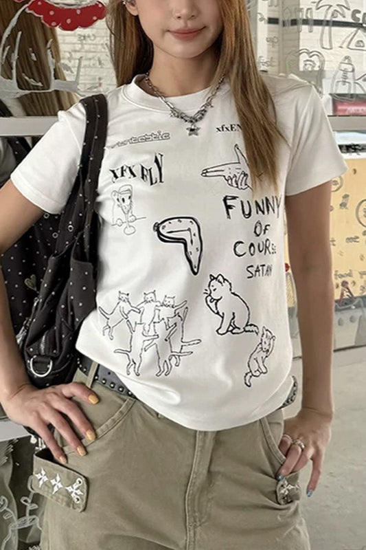 Doodle Graphic Short Sleeve T-Shirt