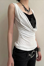 Cross Detail Draped Layered Tank Top