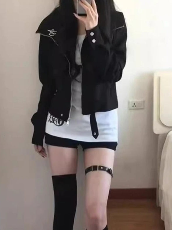 Solid Color Zipper Detail Jacket Main image