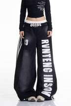 Letter Stripe Curved-Leg Sweatpants