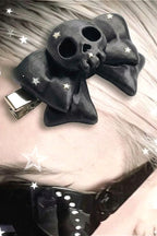 Y2K Black Skull Bow Hair Accs