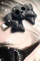 Y2K Black Skull Bow Hair Accs