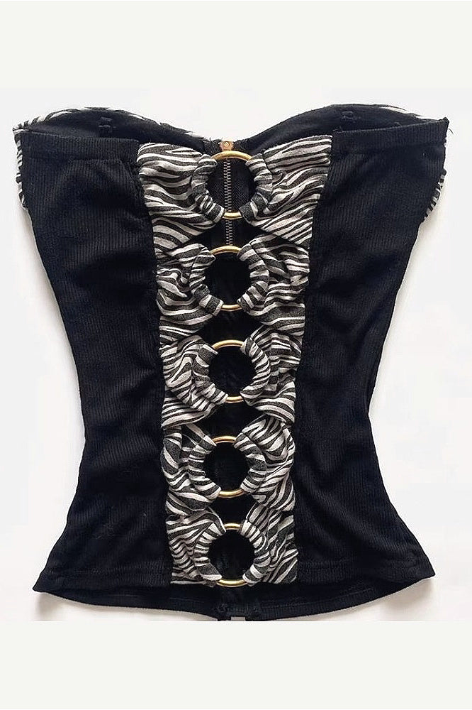 Retro Zebra Print Tube Tank Top