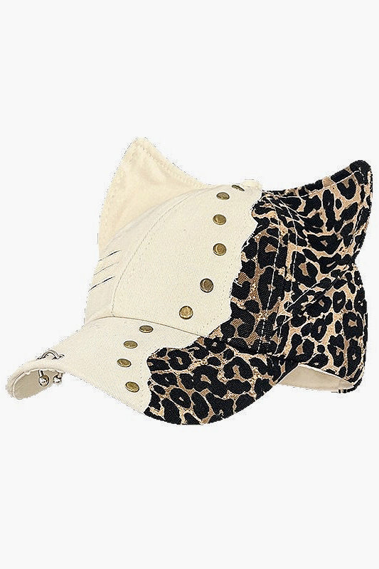 Leopard Rivet Cat Ear Hat