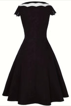 Bat Print Cutout Flared Dress