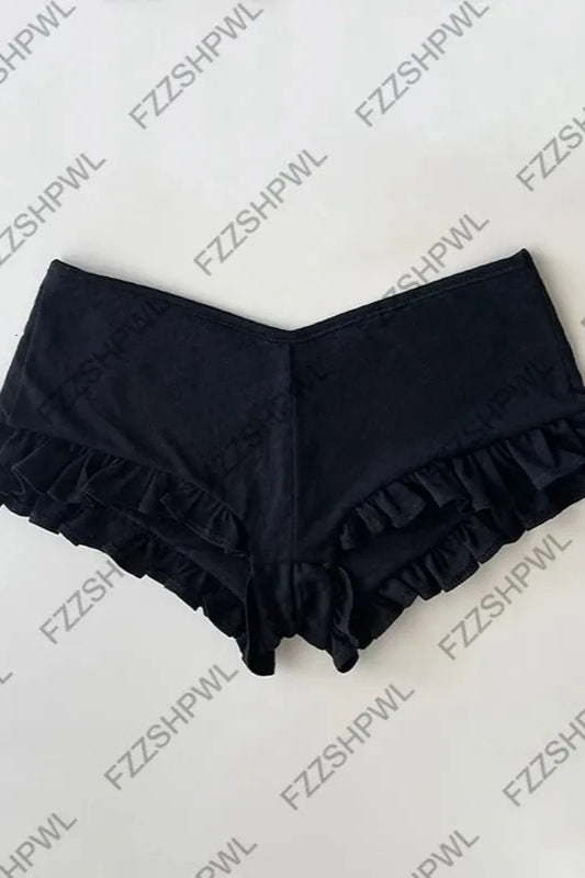 Striped Lace Trim Hot Pants