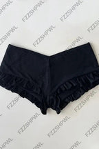 Striped Lace Trim Hot Pants