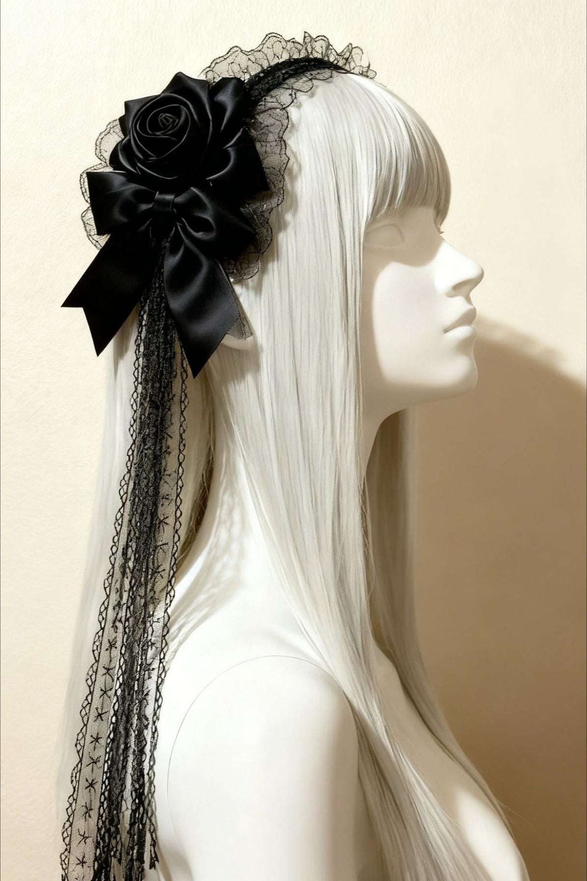 Gothic Dark Rose Lace Hair Accs