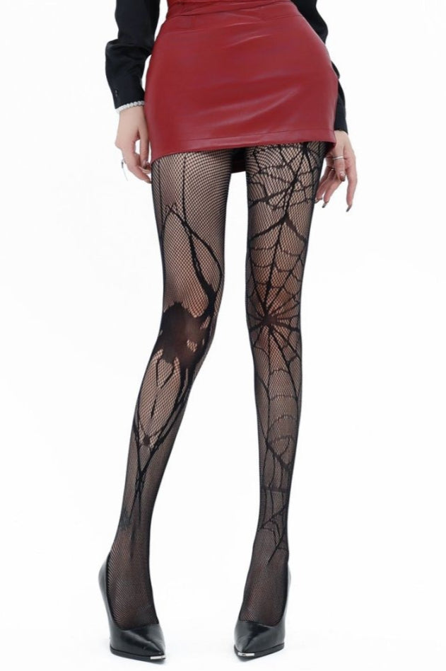 Edgy Goth Spiderweb Y2K Fishnet Tights Main image