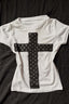 Retro Cross Rhinestone Letter Printed T-shirt
