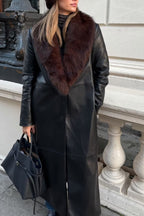Fluffy Collar Glossy Long Coats