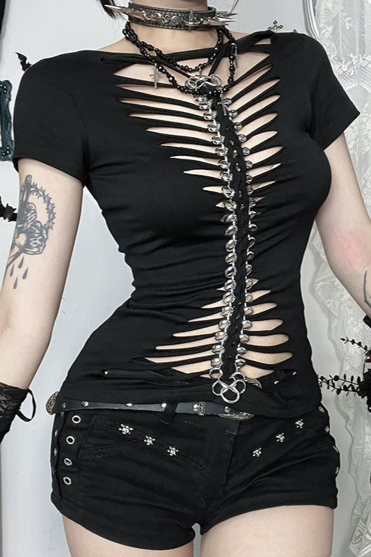 Gothic Bone Chain Buckle T-Shirt Secondary image