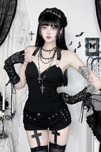 Lace Cross Halter Tank Top