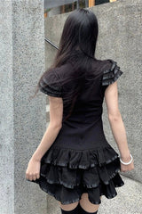 Vintage Half High Neck Bow Mini Dress