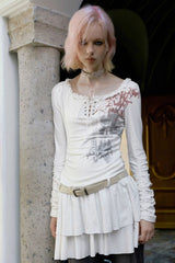 Printed Strappy Long Sleeve Punk Mini Dress