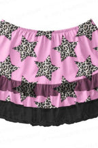 Pink Star Print Ruffle Mini Skirt