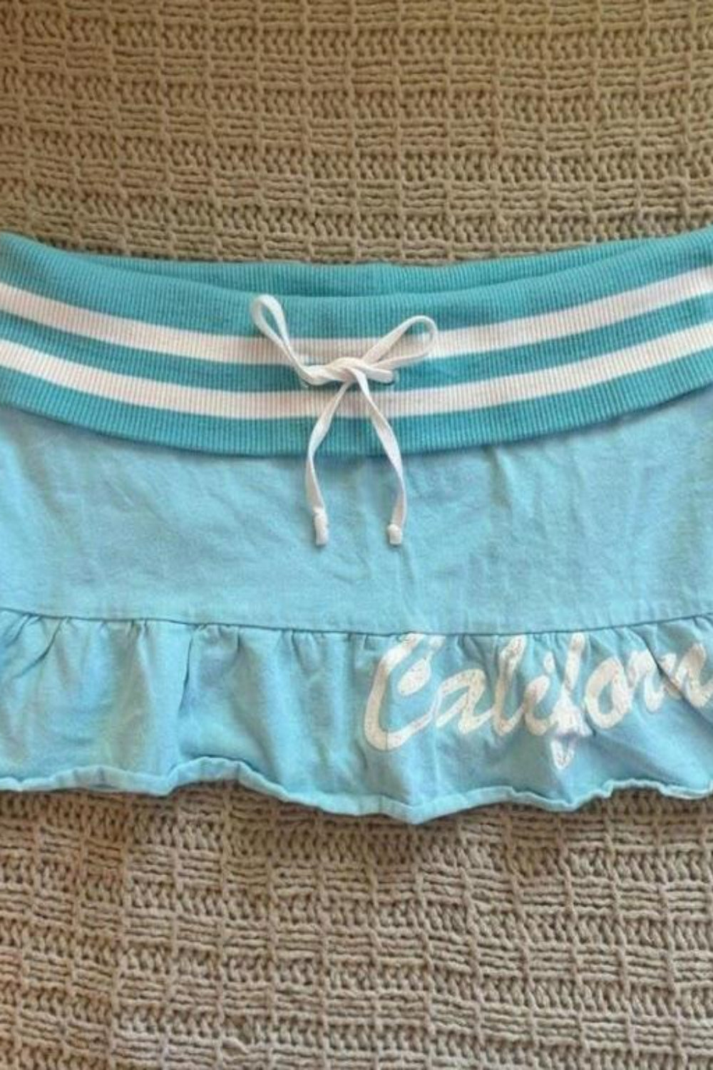 Blue Stripe Ruffle Mini Skirt