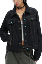 Contrast Stitch Pocket Denim Jackets