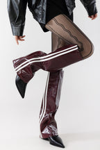 Striped Faux Leather Leg Warmer Socks