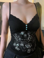 Y2K Vintage Lace Spliced Floral Camis
