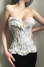 Sweet Ruffle Bow Detail Crop Corset