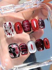 Dark Bloody Cross Fake Nails