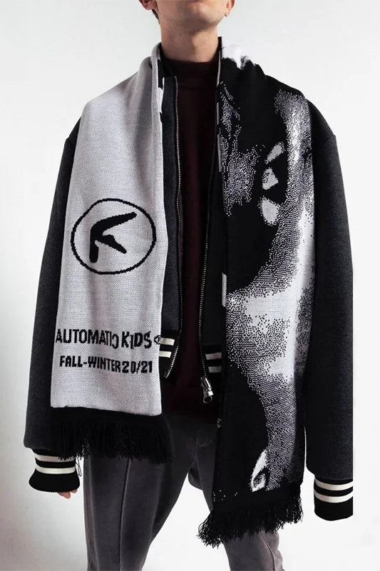 Y2K Aphex Twin Hip-Hop Knit Scarf Secondary image