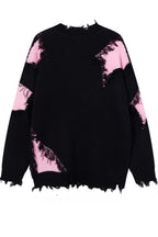 Cross Motif Frayed Edge Sweaters