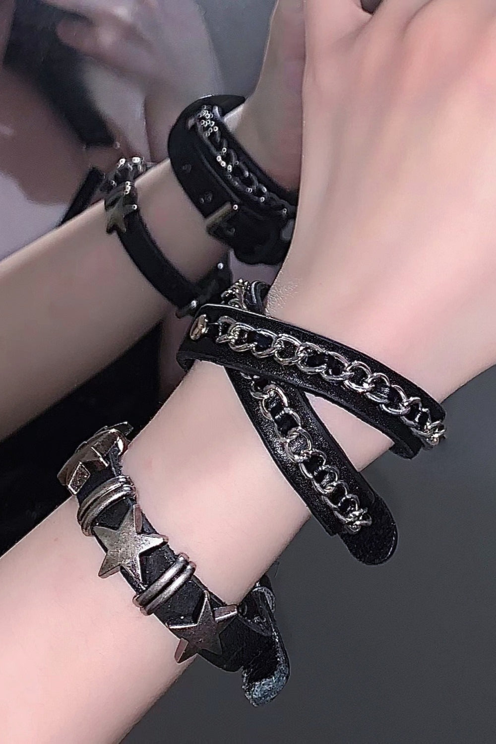 Punk Double Layer Chain Bracelet