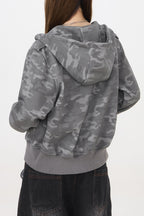 Camouflage Print Braided Trim Hoodies