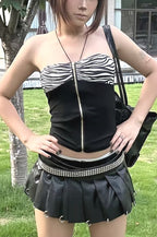 Retro Zebra Print Tube Tank Top