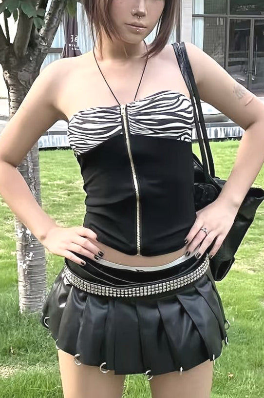 Retro Zebra Print Tube Tank Top